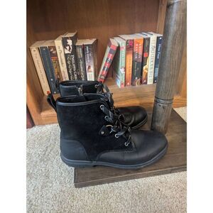 Ugg Womens Size 10 Hapsburg Hiker Black Waterproof Leather Suede Duck Rain Boots